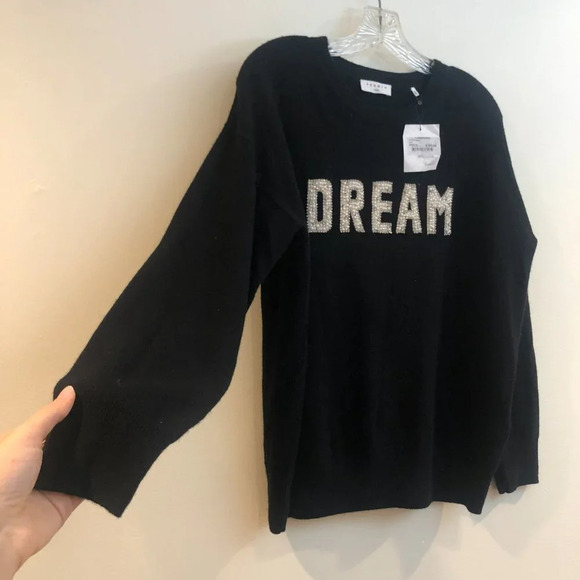 NEW Sandro Paris Dream Pearl Wool Cashmere Blend Tight Knit Black Sweater S NWT - Picture 3 of 8